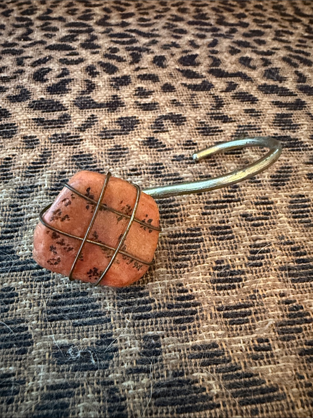 Boho Copper Stone Wire-Wrapped Hook Accent